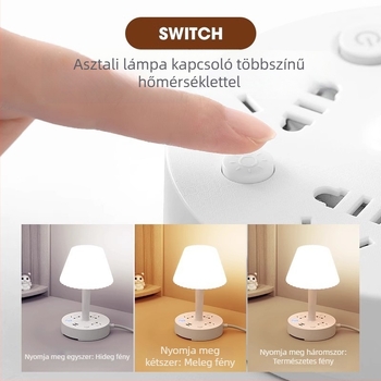 Többfunkciós LED asztali lámpa beépített dugaljjal és tápkábellel, szemvédő asztali lámpa állítható hideg–meleg fény