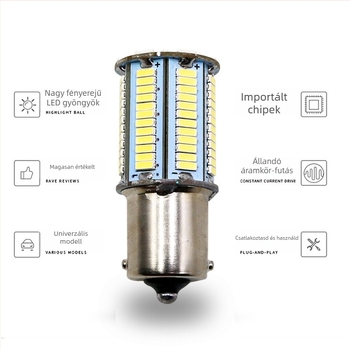 Autó LED izzó 12V, 4014 SMD, 3W, kompatibilis 1156/1157/1142, élettartam 50 000 óra