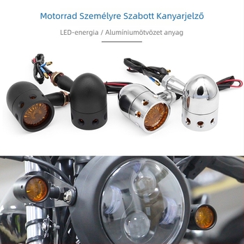 Motorkerékpár indexlámpa üreges fém házzal, retro módosított dizájn, modell JH997, 12V, 10W izzó, meleg fény