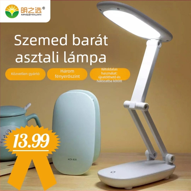 LED gyerekeknek szánt asztali lámpa USB töltéssel, összecsukható kivitel, érintéses vezérlés, beépített Li-ion akkumulátor, CRI ≥90