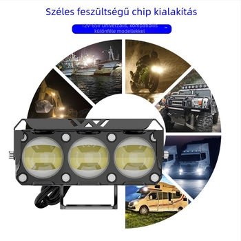 Két színű LED motorkerékpár fényszóró, háromszemű spotlámpa, IP68, 10500 lm, 18W