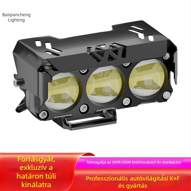 Két színű LED motorkerékpár fényszóró, háromszemű spotlámpa, IP68, 10500 lm, 18W