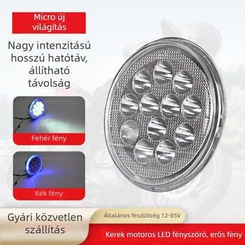 Elektromos motorkerékpár fényszóró, micro new, alumínium test, 12-85V, modell 3, általános kompatibilitás
