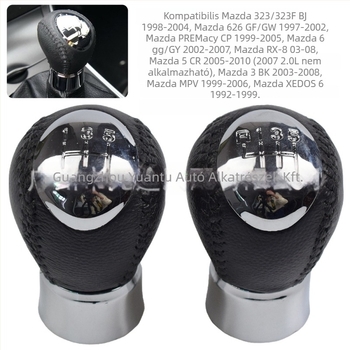 Bőrrel bevont váltókar Mazda 3/323/323F BJ-hez (SK-Mazda01) - kompatibil a Mazda 323/323F BJ 1998-2004; Mazda 626 GF/GW 1997-2002; Premacy CP 1999-2005; Mazda 6GG/GY 2002-2007
