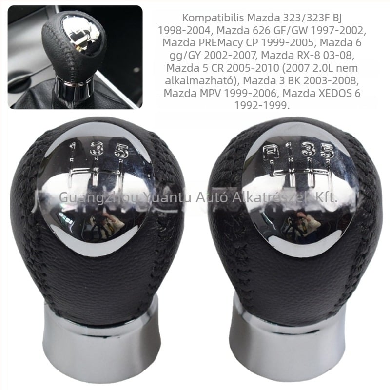 Bőrrel bevont váltókar Mazda 3/323/323F BJ-hez (SK-Mazda01) - kompatibil a Mazda 323/323F BJ 1998-2004; Mazda 626 GF/GW 1997-2002; Premacy CP 1999-2005; Mazda 6GG/GY 2002-2007