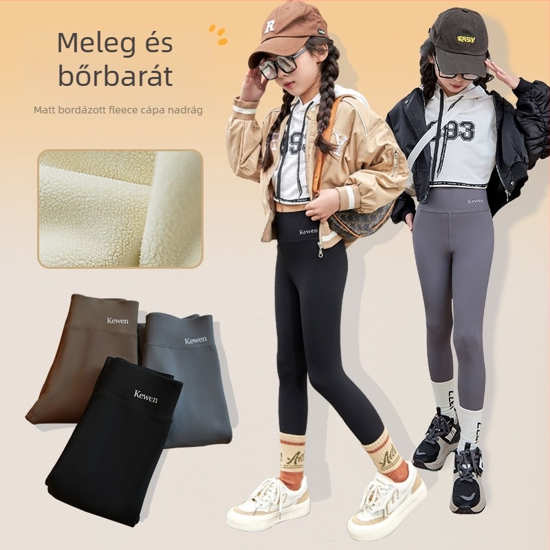 Gyerek Shark Pants – fleece-beléssel téli jóga nadrág, nylon 75,4%