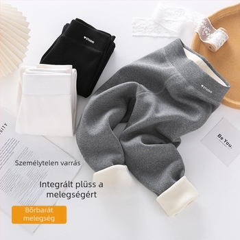 Gyerekeknek készült leggings, 94% pamut, fleece-bélés, magas derekú, téli szezon 2025, 3–8 éveseknek