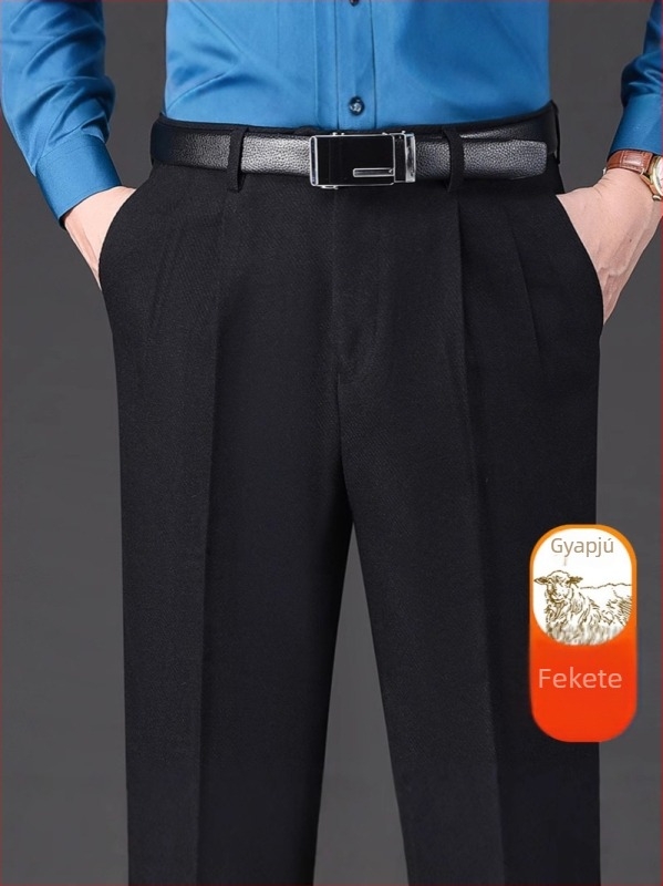 Üzleti formájú férfi nadrág, egyenes szabás, téli, 85% gyapjú