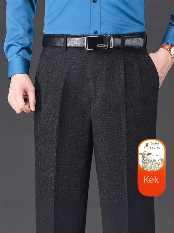 Üzleti formájú férfi nadrág, egyenes szabás, téli, 85% gyapjú