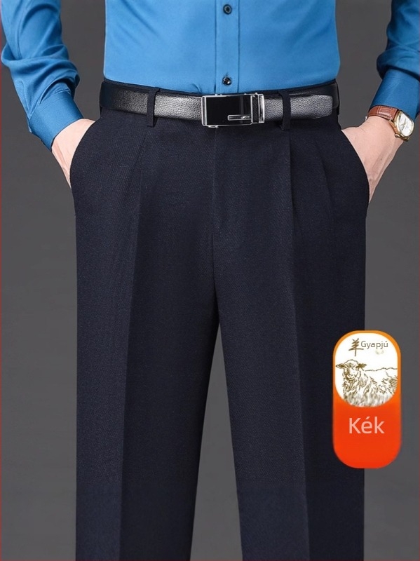 Üzleti formájú férfi nadrág, egyenes szabás, téli, 85% gyapjú