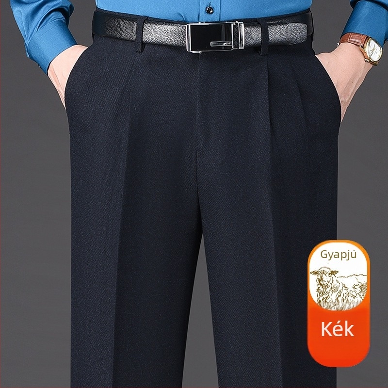 Üzleti formájú férfi nadrág, egyenes szabás, téli, 85% gyapjú
