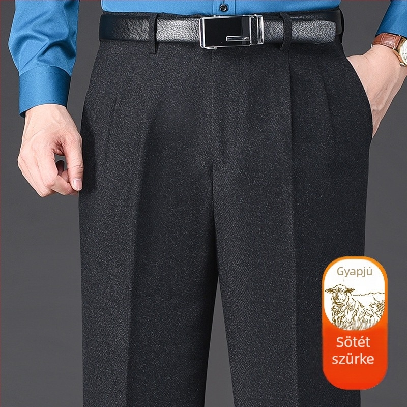 Üzleti formájú férfi nadrág, egyenes szabás, téli, 85% gyapjú
