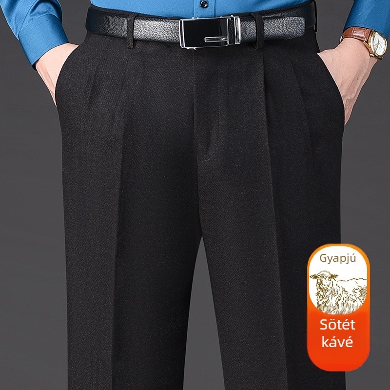 Üzleti formájú férfi nadrág, egyenes szabás, téli, 85% gyapjú