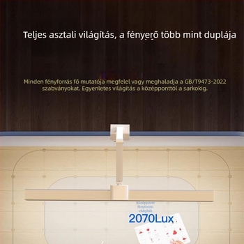 Tanuláshoz tervezett asztali lámpa teljes spektrumú LED-del, szemvédő, csipeszes olvasó lámpa, fényerő szabályozható, USB tápegység, érintéses vezérlés, 18W, CRI ≥95