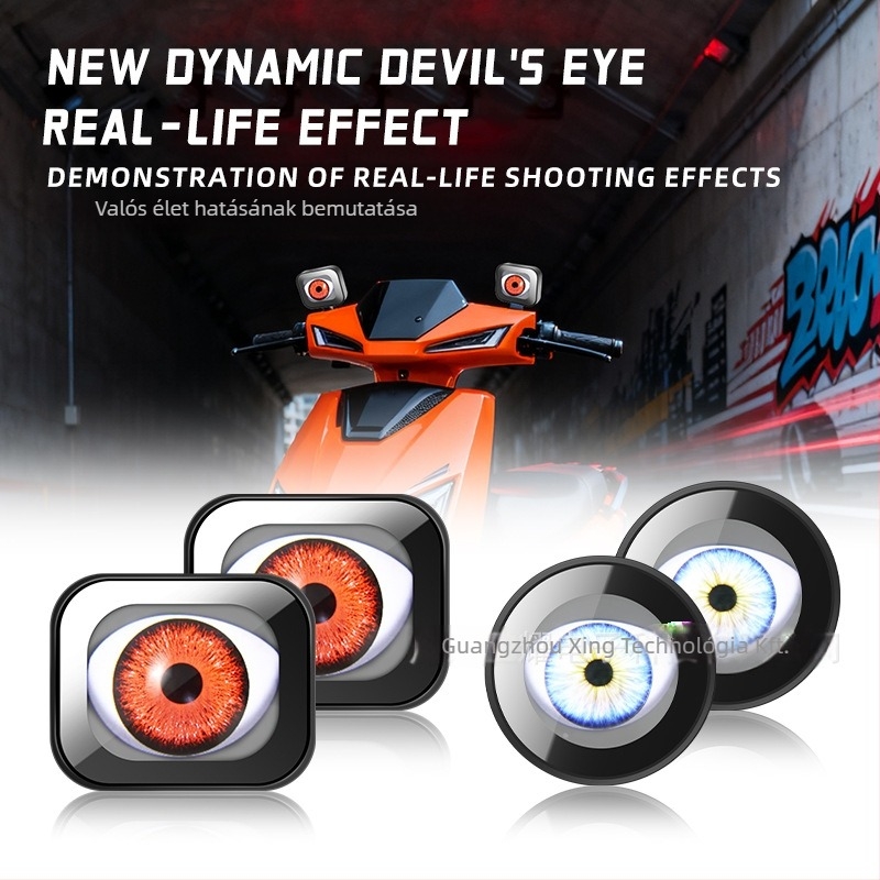 Sharingan LED szem világítás motorkerékpárhoz és elektromos autóhoz – 5W, 12V, 0.5A, Flat Devil Eyes