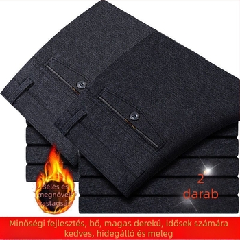 Férfi nadrág üzleti formális stílusban, egyenes szabású, len anyagú, mikroelasztikus