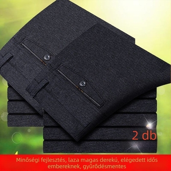 Férfi nadrág üzleti formális stílusban, egyenes szabású, len anyagú, mikroelasztikus