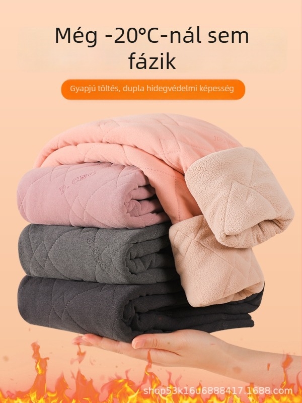 Gyerekeknek való gyapjúkeverék termo nadrág fleece béléssel, magas derekú, téli, 10% gyapjú