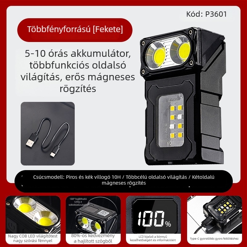 Enjoy LED munka lámpa, 20W, 1200 mAh, 360° forgás, üzemidő 3–24 óra