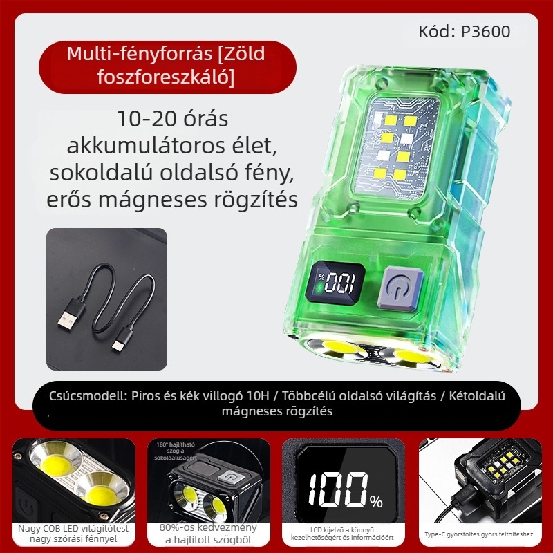 Enjoy LED munka lámpa, 20W, 1200 mAh, 360° forgás, üzemidő 3–24 óra