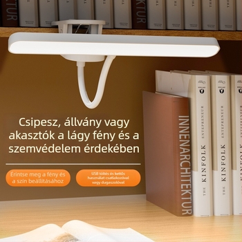 USB-tápellátású kettős funkciójú LED asztali lámpa diákoknak – klipszes olvasólámpa szemvédővel, CRI ≥95, CE tanúsítvány, hangvezérlés