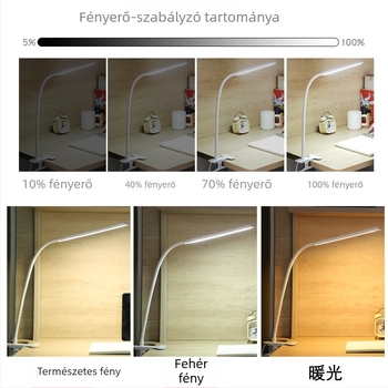 LED klíp-lámpa szemvédelemhez, USB tápegység, CRI ≥ 90, megvilágítás National AA szint, éjszakai fény
