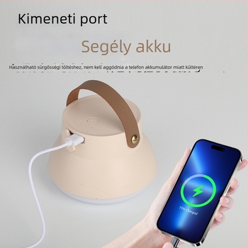 Kemping LED lámpa sátorhoz akasztós tartozékkal, újratölthető, 3.7V, 10W, nyomógombos kapcsoló
