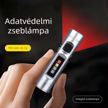 Mini kulcstartó zseblámpa alumíniumötvözetből, LED, 5W, 1200mAh, üzemidő 2-3 óra