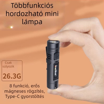 Mini kulcstartó zseblámpa alumíniumötvözetből, LED, 5W, 1200mAh, üzemidő 2-3 óra