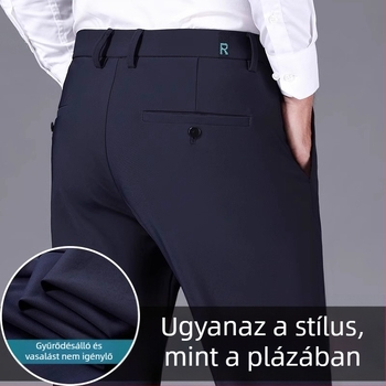 Olasz stílusú 2026 őszi-téli férfi elegáns casual nadrágok, egyenes szabás, laza fazon, gyűrődésálló