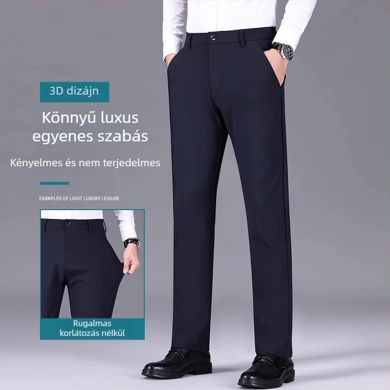 Olasz stílusú 2026 őszi-téli férfi elegáns casual nadrágok, egyenes szabás, laza fazon, gyűrődésálló