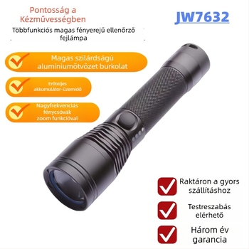 JW7632 kézben tartható zseblámpa teleszkópos fókusz, Cree LED, vezeték nélküli töltés, 18650-ös akkumulátor, IP66, 200 m hatótávolság
