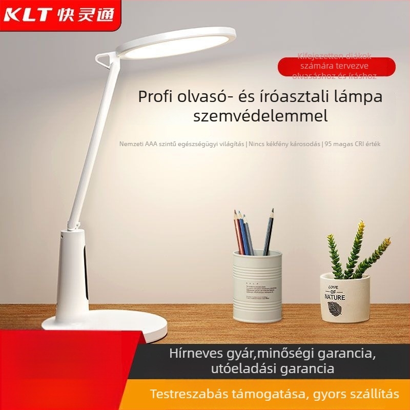 Tanulóasztali lámpa szemvédelemmel, anti-miopia, érintéses kapcsoló, CRI 95+, újratölthető akkumulátor