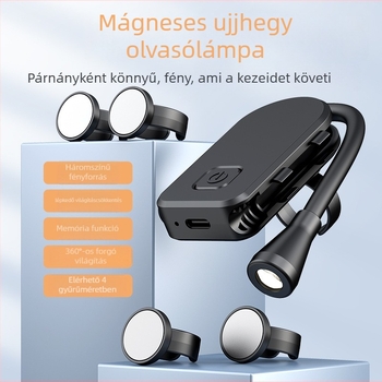 CX LED asztali lámpa beépített akkumulátorral, kompakt mágneses olvasólámpa, ABS árnyékoló, CRI ≥90, gombos kapcsoló, modern minimalista stílus, éjjeli fény