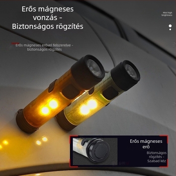 Mini kulcstartó LED zseblámpa – multifunkcionális, USB újratölthető, 10W, 200mAh, 100–240 lm