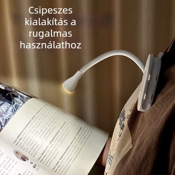 Újratölthető klipszes olvasólámpa íróasztalhoz, 3W, beépített lítium akkumulátor, PVC árnyékoló, gombos kapcsoló