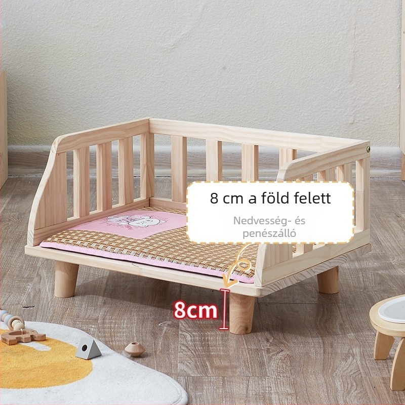 Fából készült, emelt állatágy nedvességálló kivitelben, kis- és közepes méretű kutyáknak és macskáknak