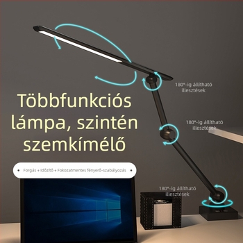 LED asztali lámpa csíptetővel, összecsukható hosszú karú, szemvédő fény, USB-tápellátás