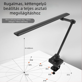 LED asztali lámpa csíptetővel, összecsukható hosszú karú, szemvédő fény, USB-tápellátás