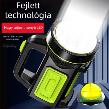 Tölthető 10W LED zseblámpa, 1800mAh akkumulátor, 360° forgó fej, kézi tekercs energiával, 500 m+ hatótáv