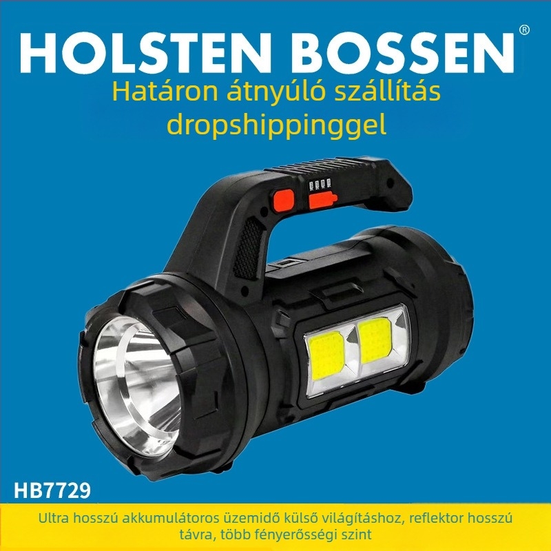Többfunkciós elemlámpa beépített szerszámosládával és vészvilágítással — ABS ház, 10W, 2400mAh, újratölthető, 200–500 m hatótáv