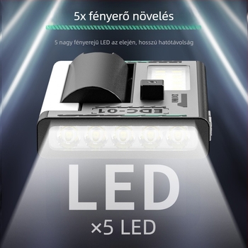 Mágneses LED munka lámpa LCD kijelzővel – USB töltés, 5W, 6800mAh, alkalmas kempingezéshez és külső vészhelyzeti használatra