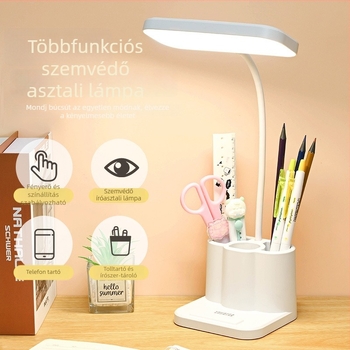 LED asztali lámpa tolltartóval, újratölthető beépített lítium akkumulátor, érintéses vezérlés, 5W, CRI ≥95