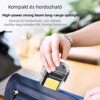Multifunkcionális fejlámpa ív-gyújtóval — újratölthető LED kulcstartó, hordozható munka lámpa, 2W, 150 mAh polimer akkumulátor