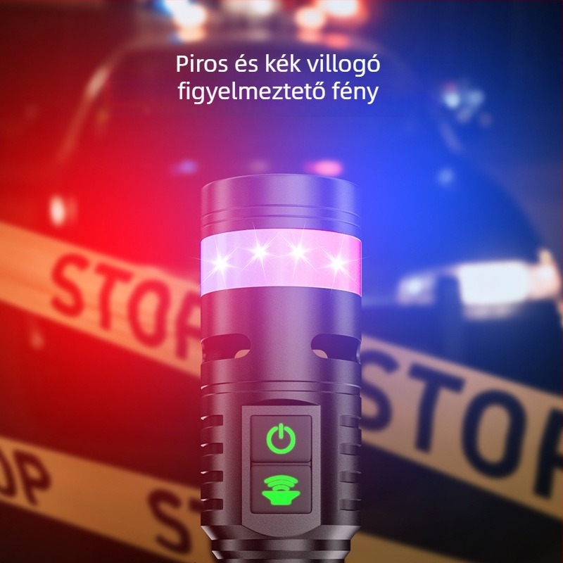 LED zseblámpa alumíniumötvözet testtel, 10W, 2500mAh, újratölthető, Power Bank funkció