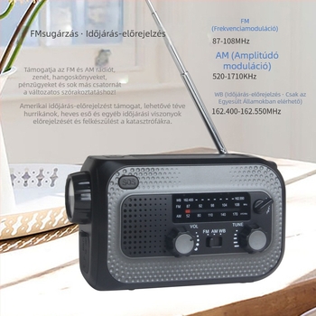 Kültéri vészhelyzeti többfunkciós LED-lámpa, 3W fényforrás, 4000mAh akkumulátor, IP65, 50–100 m hatótávolság