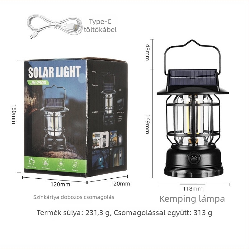 LED kempinglámpa – újratölthető, gombos és távirányítós