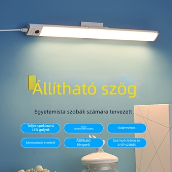 Fali LED teljes spektrumú asztali lámpa USB táppal, szemvédelem, kézi szkennelés kapcsolóval, öntapadó, tanuláshoz kollégiumban (CRI ≥95; USB-táp; Intelligens vezérlés; Kézi szkennelés kapcsoló; Öntapadó)