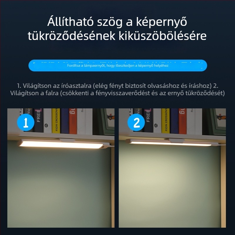 Fali LED teljes spektrumú asztali lámpa USB táppal, szemvédelem, kézi szkennelés kapcsolóval, öntapadó, tanuláshoz kollégiumban (CRI ≥95; USB-táp; Intelligens vezérlés; Kézi szkennelés kapcsoló; Öntapadó)