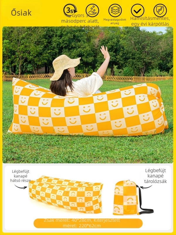 Felfújható kültéri kanapé dönthető és alvó funkcióval, 1-2 személyes kapacitás, Oxford anyag, kézi pumpa — Primitive ancients